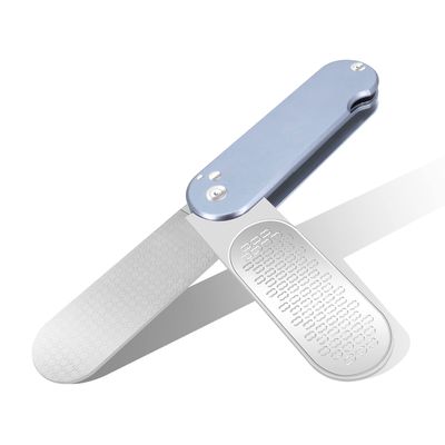 Foldable Foot File Callus Remover for Feet, 3 in 1 Stainless Steel Foot Scrubber Dead Skin Remover Foot Rasp Grater, Wet Dry Use, Easy to Carry (Grey)