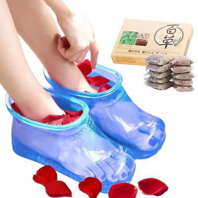 CREAMOON Massage Foot Bath Shoes Foot Bath Massager Movable Foot Soak Tub Pedicure Foot Spa Thermal Massage to Promote Blood Circulation Containing 20 Packs Bath Powder