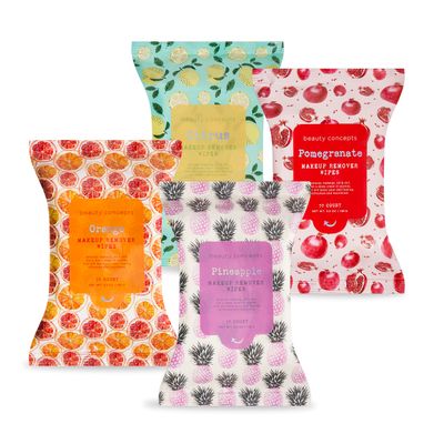 Beauty Concepts Facial Wipe Set - Packs of Face Wipes, Makeup Removing Wipes, Pomegranate, Citrus, Pineapple, and Orange Face