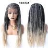 28.5 inches Box Braided Wigs for Black Women Hand Braided Wigs for Woman with Natural Baby Hair Center Part Lightweight Synthetic Glueless Wigs for African American Women FACE MIRACLE (28.5 inches hair, #1B/613T Black Blonde Ombre) view 2
