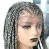 28.5 inches Box Braided Wigs for Black Women Hand Braided Wigs for Woman with Natural Baby Hair Center Part Lightweight Synthetic Glueless Wigs for African American Women FACE MIRACLE (28.5 inches hair, #1B/613T Black Blonde Ombre) view 3