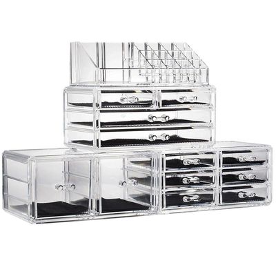 4Pcs/Set Plastic Cosmetics Storage Rack Transparent