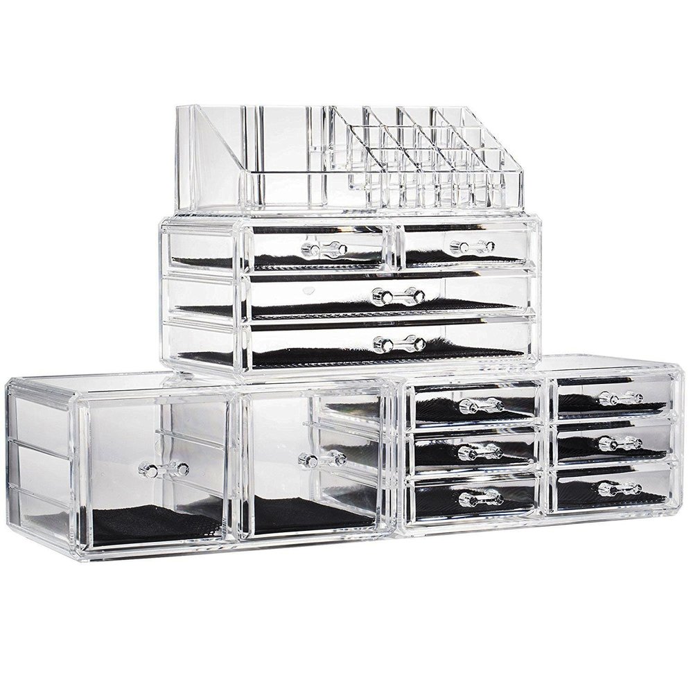 4Pcs/Set Plastic Cosmetics Storage Rack Transparent