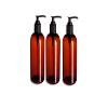 Empty Shampoo Bottles - 8 oz - 3 Pack - Pump Bottles Dispenser for Soap Cream Lotion Gel -Amber PET Boston Round with Black Pump- by Natural Farms view 1