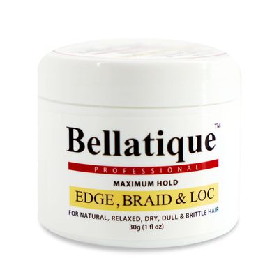 BELLATIQUE Professional Edge, Braid, & Loc Maximum Hold Edge Control (1 Oz) for Natural, Relaxed, Dry, Dull, & Brittle Hair - No Flaking, No Whitening, Fast Drying, High Shine