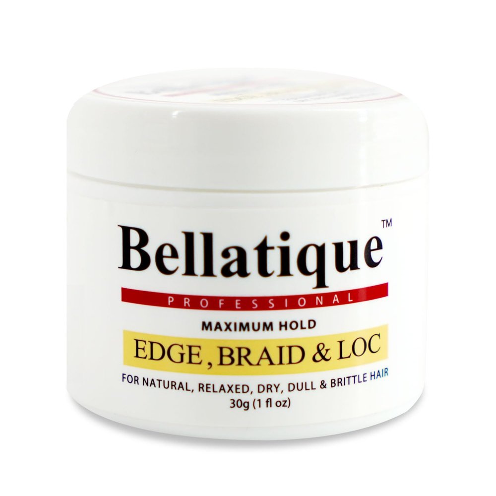 BELLATIQUE Professional Edge, Braid, & Loc Maximum Hold Edge Control (1 Oz) for Natural, Relaxed, Dry, Dull, & Brittle Hair - No Flaking, No Whitening, Fast Drying, High Shine