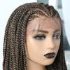 28.5 inches Box Braided Wigs for Black Women Hand Braided Wigs for Woman with Natural Baby Hair Center Part Lightweight Synthetic Glueless Wigs for African American Women FACE MIRACLE (28.5 inches hair, #1B/27T Black Mix Blonde) view 3