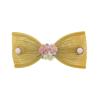 1928 Jewelry Pink Porcelain Roses Silver Mesh Bow 2.03 Inch Hair Barrette Clip For Women (1 Pcs), Handmade Flowers, Botanical Inspired Floral Accessories, Made In USA view 1