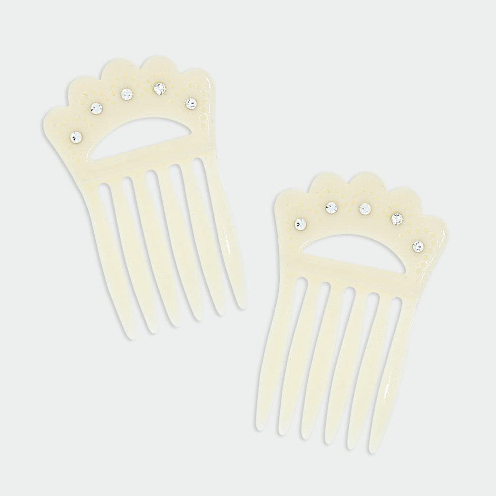 1928 Jewelry Classic White Double Hair Comb Pins