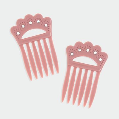 1928 Jewelry Classic Pink Double Hair Comb Pins