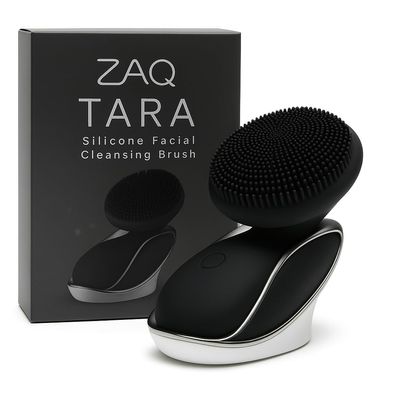 ZAQ Tara Sonic Facial Cleansing Brush | Silicone Face Scrubber | Soft and Smooth Bristles Removes Dead Skin Cells and Makeup | for All Skin Types - Black