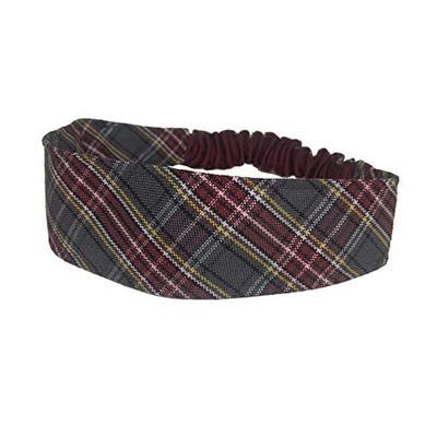 Back to School Elastic Soft Headband in School Uniform Plaids (Cola-Plaid 43)