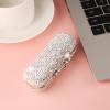 AsAlways Shiny Rhinestone Crystal Portable Lipstick Case with Mirror Portable Bling Diamonds Makeup Cosmetic Storage Holder for Travel Ladies Fashion (Silver) view 3