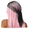 Glitter Mesh Rhinestone Headbands Candy Color Crystal Elastic Turban Sparkle Women Body Jewelry for Party Nightclub Black view 1