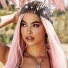 Glitter Mesh Rhinestone Headbands Candy Color Crystal Elastic Turban Sparkle Women Body Jewelry for Party Nightclub Black view 3