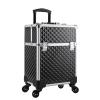 Wasserrhythm Rolling Makeup Train Case Cosmetic Travel Cart 4 Tray Sliding Rail Removable Middle Layer Makeup Cart with 360 wheels Large Storage Cosmetic Trolley Salon Barber Case Trunk, Black view 1
