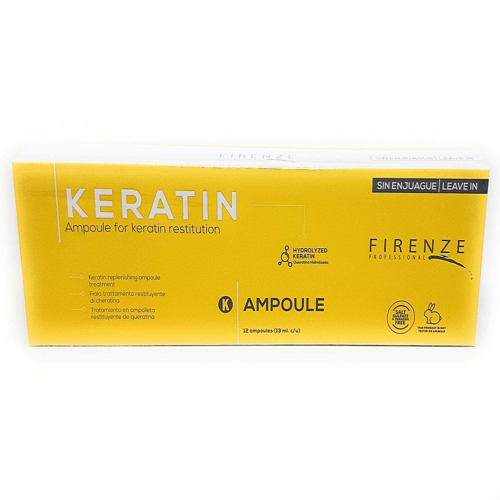 Firenze Professional Keratin Leave In Ampoule for Keratin Restitution 12 ct