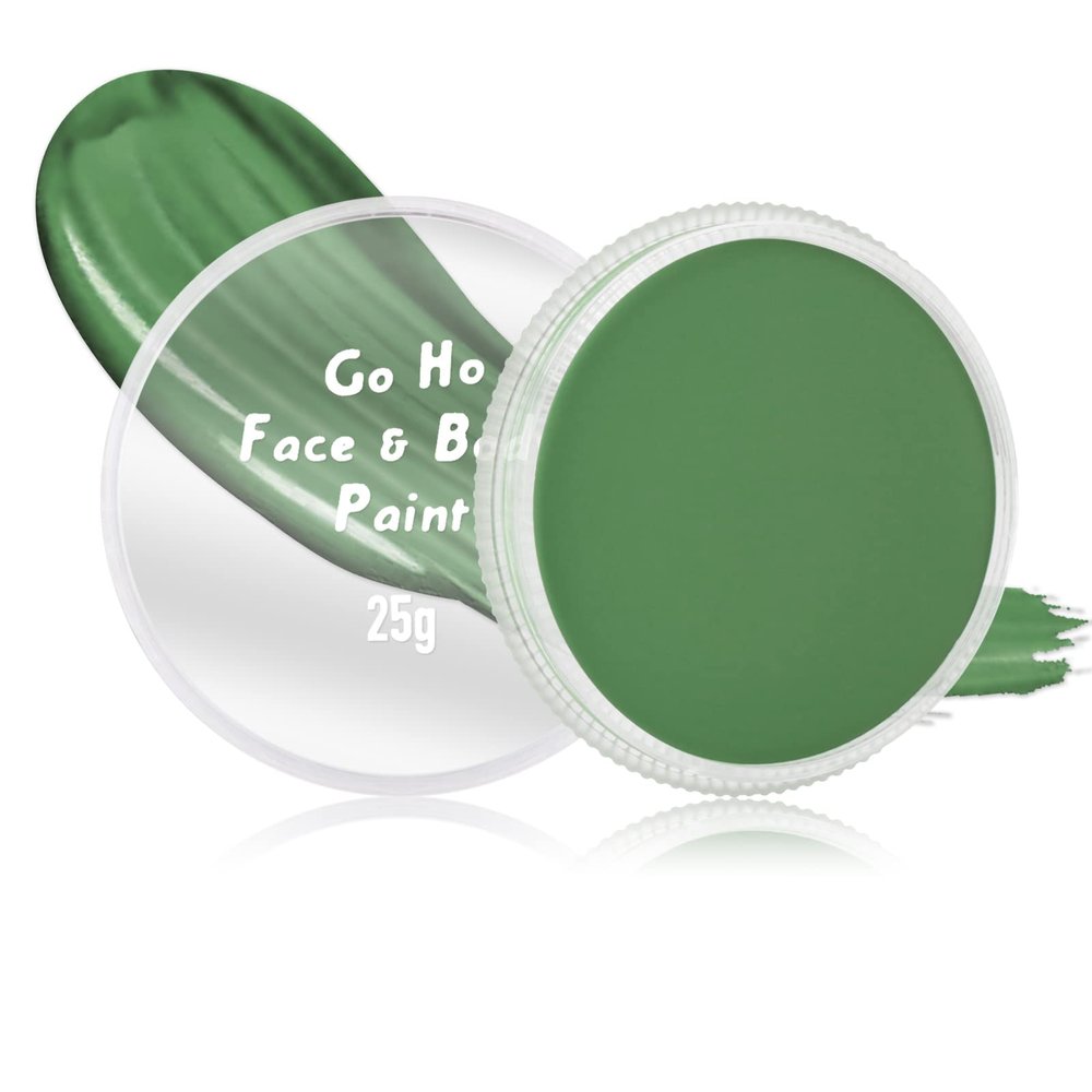 Go Ho Light Green Face Paint Washable for Halloween Makeup,Creamy to Gel Water Based Green Body Paint Full Coverage for Adults Children Cosplay SFX Costumes Festivals Makeup,25g