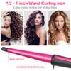 Hair Curling Wand, 0.5-1Inch Tapered Curling Iron, Professional Ceramic Hair Curler Wand with Heat-Resistant Glove, Dual Voltage (Rose Gold) view 2
