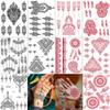 PPVWEY 10 Sheets Henna Tattoos Temporary Henna Stickers 5Pcs Red + 5Pcs Black Tattoo Stickers Women Body Art Stickers for Wedding Party (5 Red+5 Black) view 1