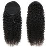 Adette 16 Inches Curly Ponytails Human Hair Brazilian Kinky Curly Clip in Pony Tail Hair Extensions for Black Women Drawstring Ponytail Extensions Natural Black view 2