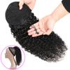 Adette 16 Inches Curly Ponytails Human Hair Brazilian Kinky Curly Clip in Pony Tail Hair Extensions for Black Women Drawstring Ponytail Extensions Natural Black view 3