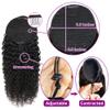 Adette 16 Inches Curly Ponytails Human Hair Brazilian Kinky Curly Clip in Pony Tail Hair Extensions for Black Women Drawstring Ponytail Extensions Natural Black view 4