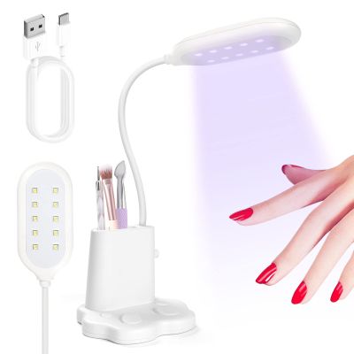 Saviland Goose Neck U V Nail Lamp: Flash Cure LED Nail Lamp 360 Rotatable Hands-Free 2-in-1 Gel Polish Curing Nail Lights with Nail Brush Holder Nail Art Nail Salon Manicure Home DIY