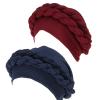 2 Pieces African Turban Wrap Cap for Women Bonnet Beanie Cap Twisted Braid Head Wraps Headscarf view 1