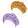 2 Pieces African Turban Wrap Cap for Women Bonnet Beanie Cap Twisted Braid Head Wraps Headscarf view 1