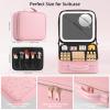 Jadazror Makeup Case with Mirror and Lights, Travel Makeup Bag with Lighted Mirror, Make up Case with LED Mirror & Adjustable Dividers, Portable Cosmetic Organizer Bag Gift for Women(Pink) view 2