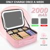 Jadazror Makeup Case with Mirror and Lights, Travel Makeup Bag with Lighted Mirror, Make up Case with LED Mirror & Adjustable Dividers, Portable Cosmetic Organizer Bag Gift for Women(Pink) view 4