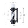 precious harvest 26.8 Inch Barber Pole - LED Rotating Light Fixture with Upper Globe Luminous, Black & White Classic Wall-Mounted Sign for Hair Salon/Barbershop view 2