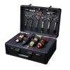 Barber Carrying Case with Code Lock,Barber Case Barber Kit Tool Case,Hair Styling Travel Tool Bag,Salon Hair Cutting Grooming Kit Storage Organizer for Clippers Scissors Barber Supplies (Gold Stripes) view 1