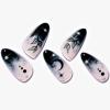 GLAMERMAID Press on Nails Medium Almond, Gothic Black Ombre French Tip Gel Glue on Nail, Glossy Short Stiletto Reusable UV Finish Fake Nails Acrylic False Nails Manicure Kits for Women view 1