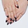 GLAMERMAID Press on Nails Medium Almond, Gothic Black Ombre French Tip Gel Glue on Nail, Glossy Short Stiletto Reusable UV Finish Fake Nails Acrylic False Nails Manicure Kits for Women view 3