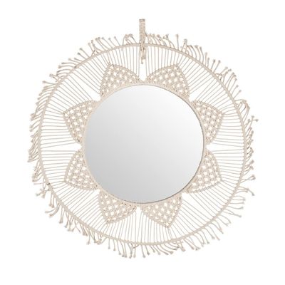 Abbott Collection Round Macrame Mirror