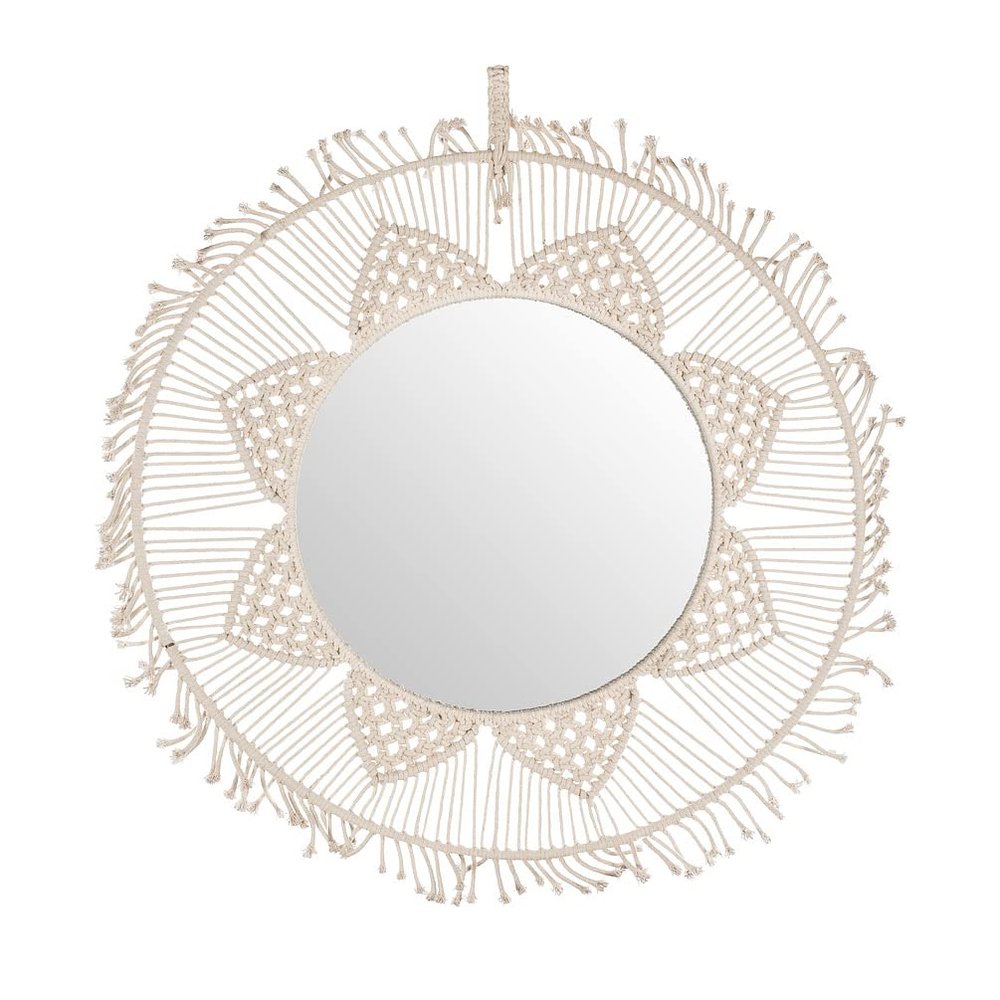 Abbott Collection Round Macrame Mirror
