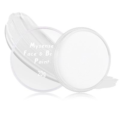 Mysense Clown White Face Body Paint Makeup,Water Activated Painting for Adults Children Skeleton Skull Day of the Dead Cosplay SFX Costumes for Festivals Halloween,20g