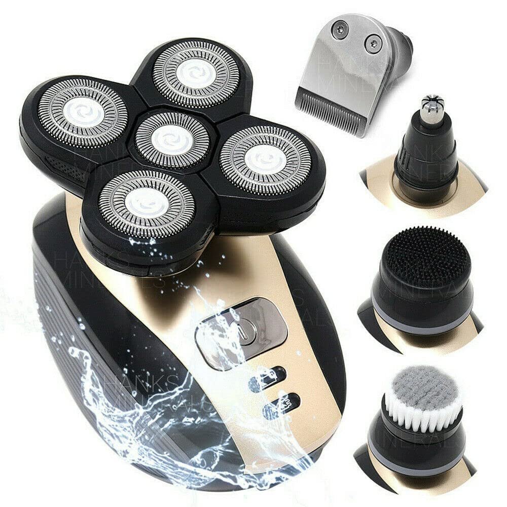 5 in 1 4D Rotary Electric Shaver Rechargeable Bald Head Shaver Beard Trimmer by 24/7 Store