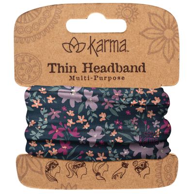 Karma, Thin Headband for Women, Fabric Headband and Stretchy Hair Scarf, Lilac Floral