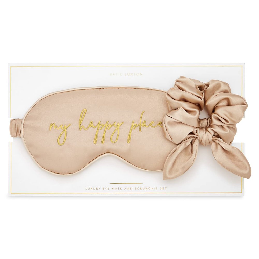 Katie Loxton My Happy Place Silky Scrunchie & Eye Mask 2 Piece Set Gold