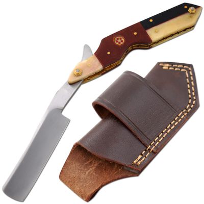 Old Ram Straight Razor | Straight Edge-Razor Red Wood & Bone Handle- Sharp | High Hardness Stainless Steel Cutthroat Straight Edge Blade | Barber Razor (216)