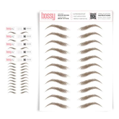 5 Pack Temporary Eyebrow Tattoos Waterproof Eyebrow Stickers, False Tattoos Hair Like Peel Off Instant Transfer Brows For Women And Men | Natural Strokes, Shaping (arched, medium brown)