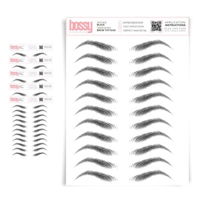 5 Pack Temporary Eyebrow Tattoos Waterproof Eyebrow Stickers, False Tattoos Hair Like Peel Off Instant Transfer Brows For Women And Men | Natural Strokes, Shaping (arched, black)