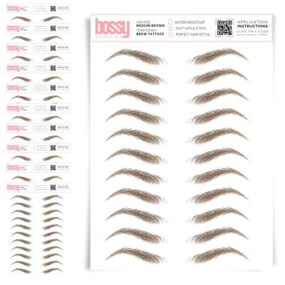 10 Pack Temporary Eyebrow Tattoos Waterproof Eyebrow Stickers, False Tattoos Hair Like Peel Off Instant Transfer Brows For Women And Men | Natural Strokes, Shaping (arched, medium brown)