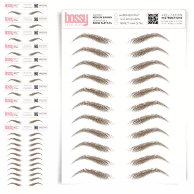 10 Pack Temporary Eyebrow Tattoos Waterproof Eyebrow Stickers, False Tattoos Hair Like Peel Off Instant Transfer Brows For Women And Men | Natural Strokes, Shaping (arched, medium brown)