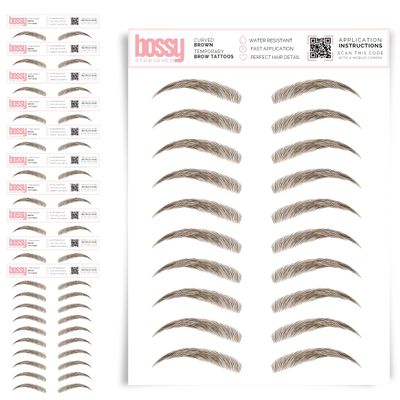 10 Pack Temporary Eyebrow Tattoos Waterproof Eyebrow Stickers, False Tattoos Hair Like Peel Off Instant Transfer Brows For Women And Men | Natural Strokes, Shaping (curved, brown)