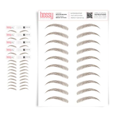 5 Pack Temporary Eyebrow Tattoos Waterproof Eyebrow Stickers, False Tattoos Hair Like Peel Off Instant Transfer Brows For Women And Men | Natural Strokes, Shaping (curved, medium brown)
