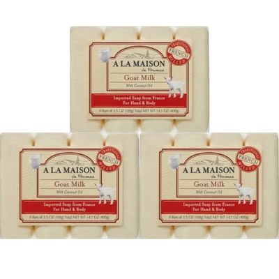 A LA MAISON Hypoallergenic Unscented Bar Soap - Triple French Milled Natural Moisturizing Hand Soap Bar (12 Bars of Soap, 3.5 oz)